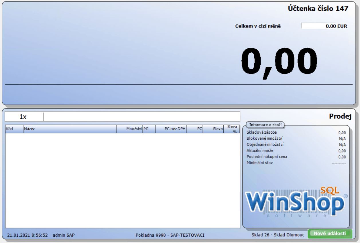 Pokladna WinShop SQL